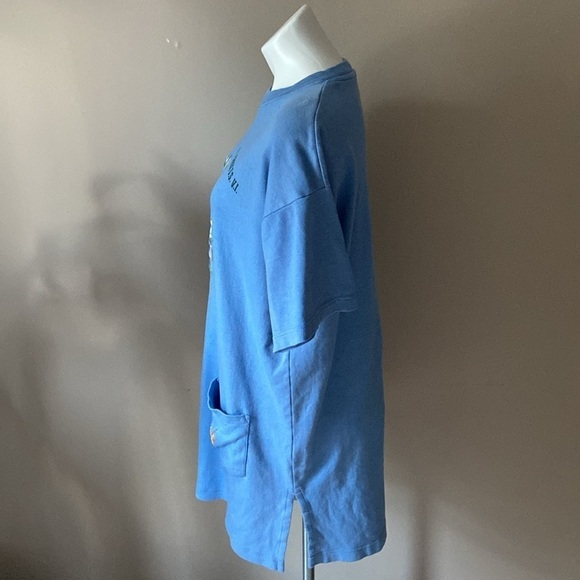 Vintage Super T’s Blue Floral Pansy St. Croix U.S. V.I. 100% Cotton Mini Dress - Picture 5 of 8